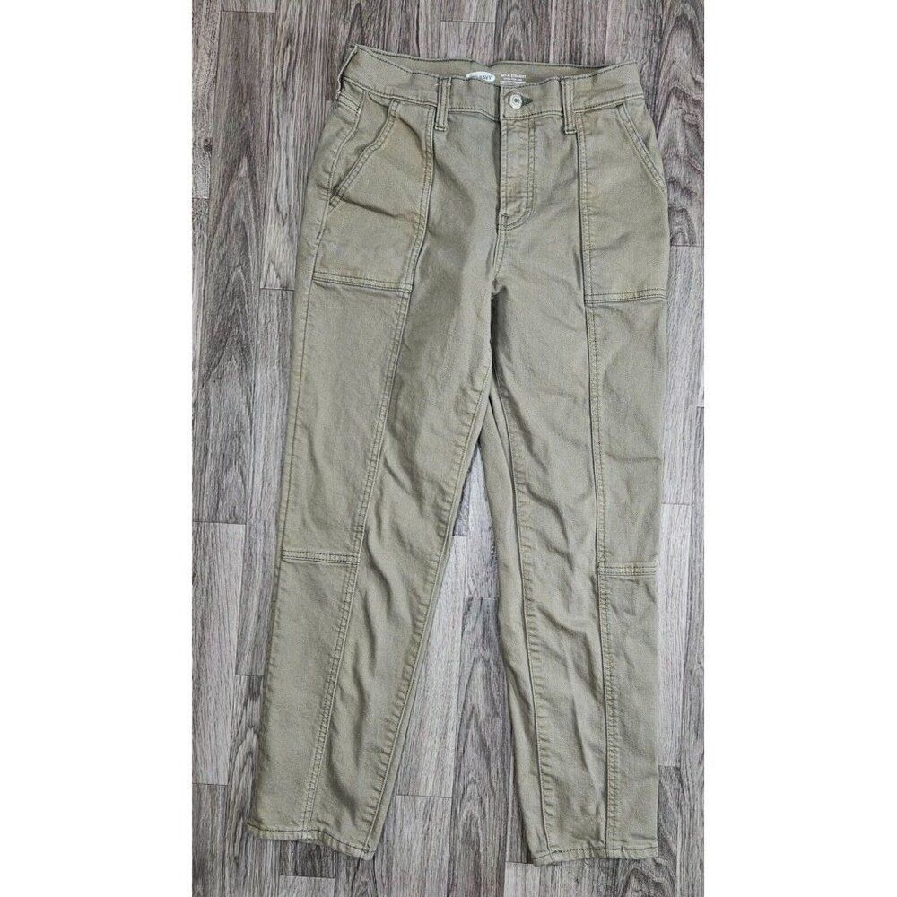 (3/$35) Old Navy Sky-Hi Straight Extra High Rise Pockets‎ Olive Green Jeans